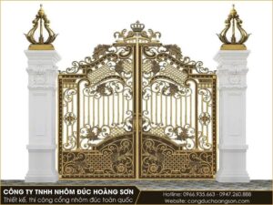 Mẫu cổng nhôm đúc hoa lá tây đẹp