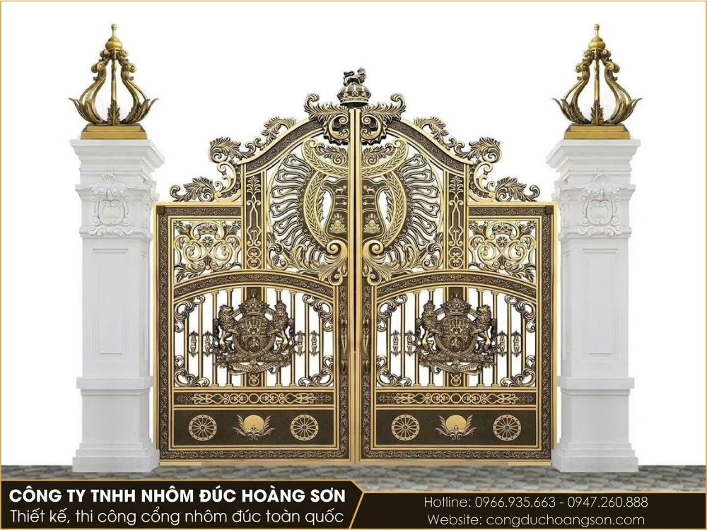 Mẫu cổng nhôm đúc phù điêu đẹp