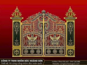 Mẫu cổng nhôm đúc phù điêu đẹp