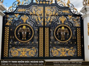 Mẫu cổng nhôm đúc phù điêu đẹp