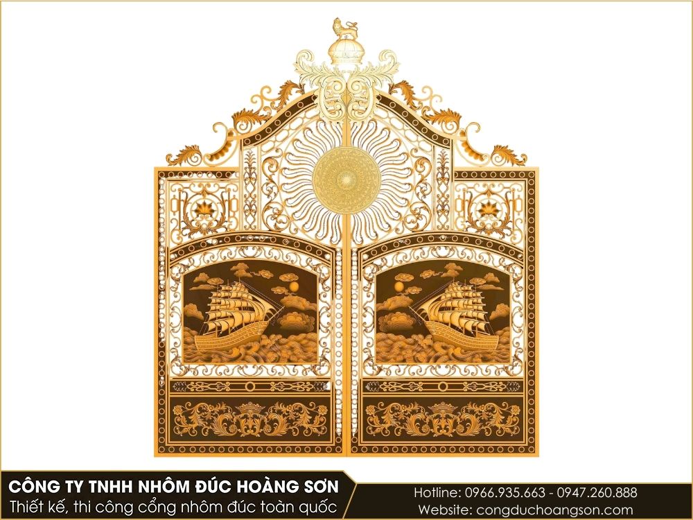 Cổng nhôm đúc thuận buồm xuôi gió đẹp