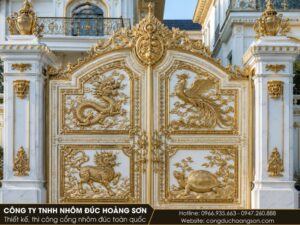 Báo giá cổng nhôm đúc tứ linh Long – Lân – Quy – Phụng