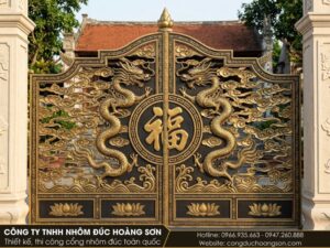 Các mẫu cổng nhôm đúc họa tiết rồng đẹp kèm báo giá mới nhất