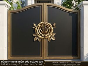 Mẫu cổng có một bông hồng tại trung tâm trên nền trơn