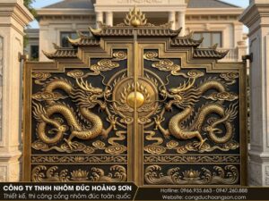 Cổng lưỡng long tranh châu 2 cánh