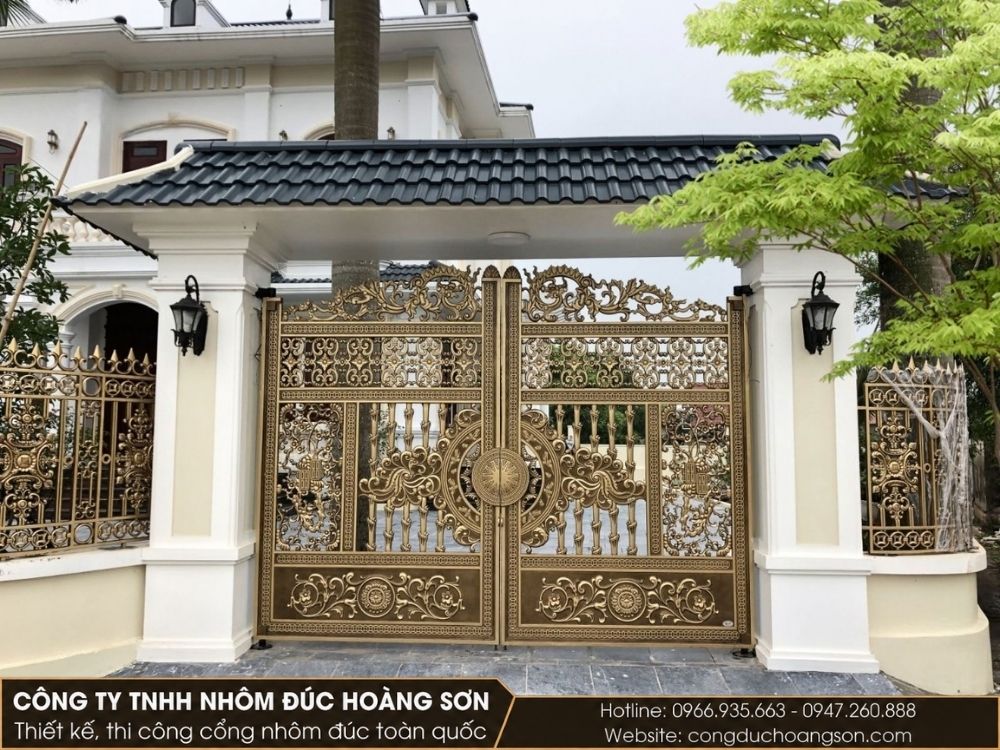 Mẫu cổng nhôm đúc 2 cánh thoáng Mẫu cổng nhôm đúc 2 cánh thoáng