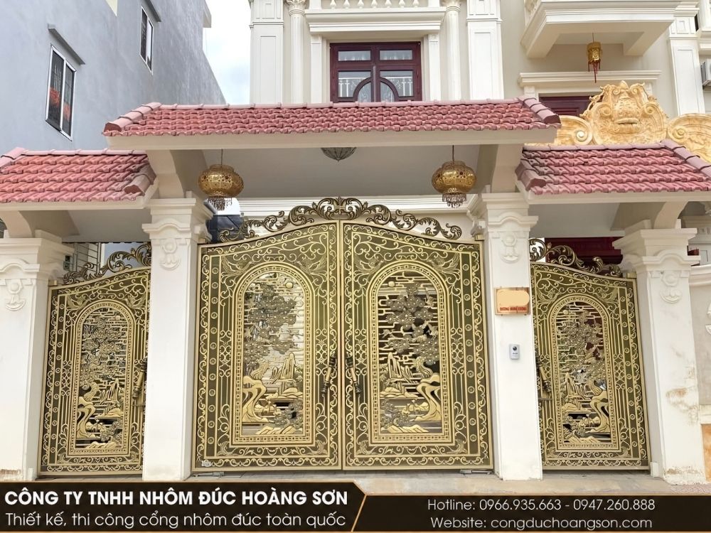 Thi công cổng nhôm đúc tùng cổ thụ dáng uốn 4 cánh tại nhà Anh Tuấn – Đồng Tháp Thi công cổng nhôm đúc tùng cổ thụ dáng uốn 4 cánh tại nhà Anh Tuấn – Đồng Tháp