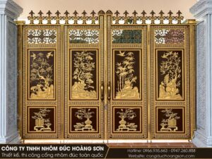 Thi công cổng nhôm đúc tùng phối Tứ Quý 4 cánh tại dinh thự Chú Phúc – Ninh Bình