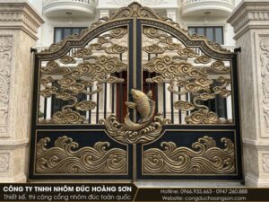 Mẫu cổng nửa kín mây cuộn phía trên, cá hướng lên mây