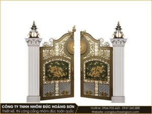 Mẫu cổng song long cách điệu mặt thoáng cho nhà phố hiện đại