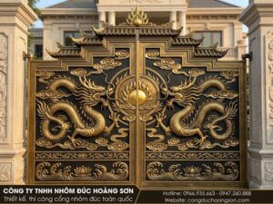 Mẫu 1: Cổng song long chầu nguyệt 2 cánh