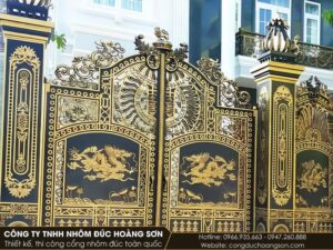 Mẫu cổng song long hội tụ cưỡi mây mặt kín