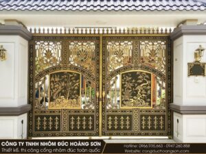 Mẫu cổng tứ quý giản lược, mặt thoáng dành cho biệt thự