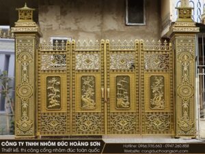 Mẫu cổng Tùng Cúc Trúc Mai 4 cánh cho biệt thự